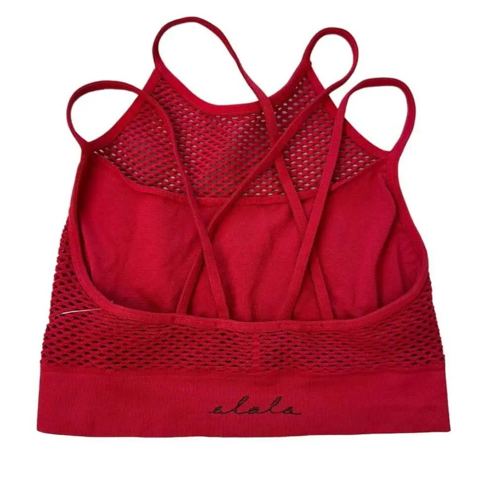 Alala Criss-Cross Mesh Sports Bra in Red, Running, Yoga, Gym, NO SIZE